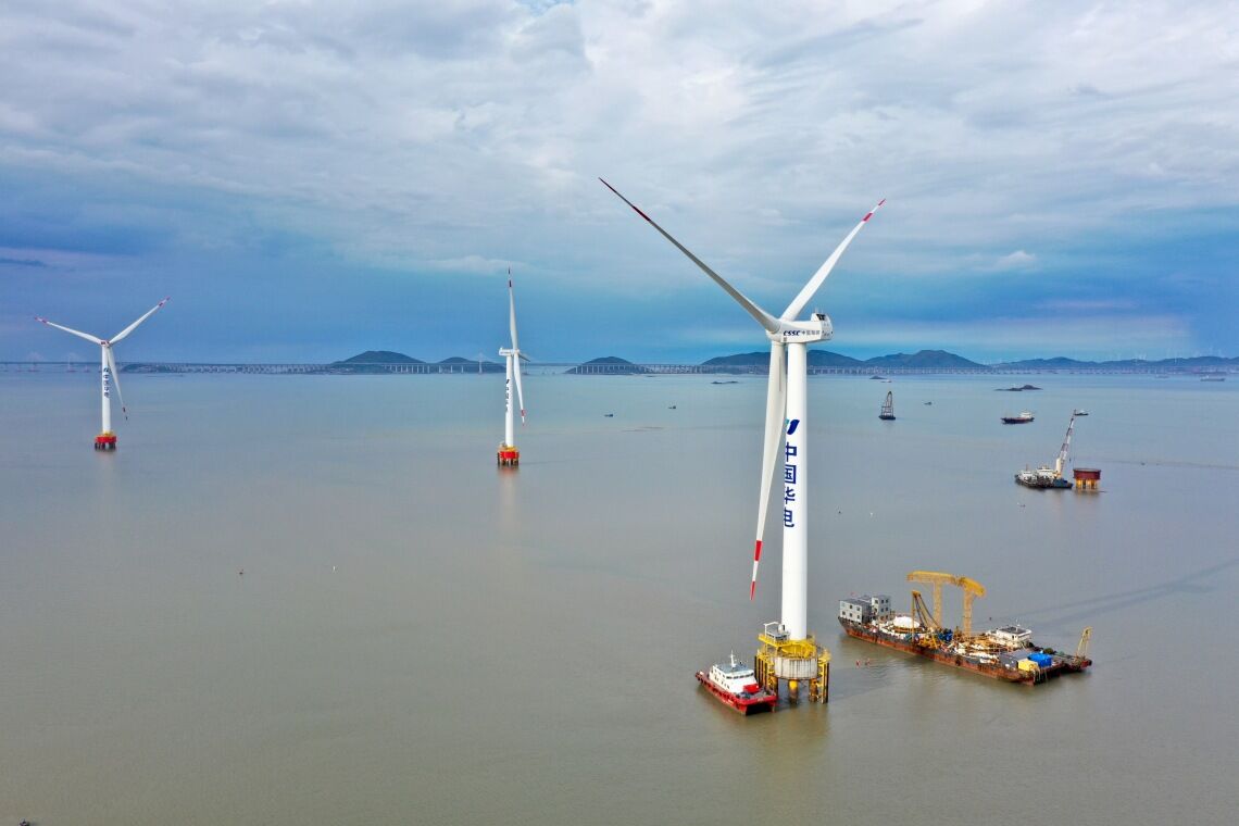 Offshore-Windpark vor der Küste der Provinz Fujian: Kein Land hat mehr Windräder ins Meer gestellt als China. Jetzt drängen die Chinesen auf Europas Markt.