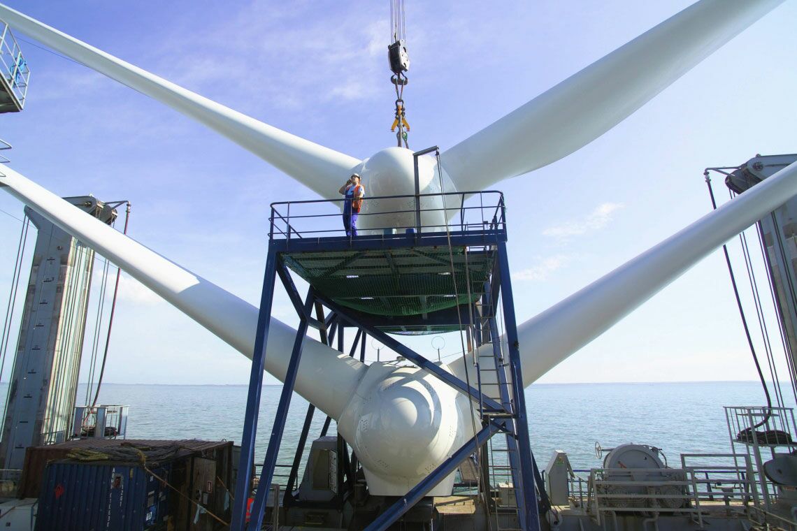 Bau des Offshore-Windparks Kentish Flats vor der Südostküste Englands: Contracts for Difference tragen dazu bei, die Finanzierungskosten gering zu halten.