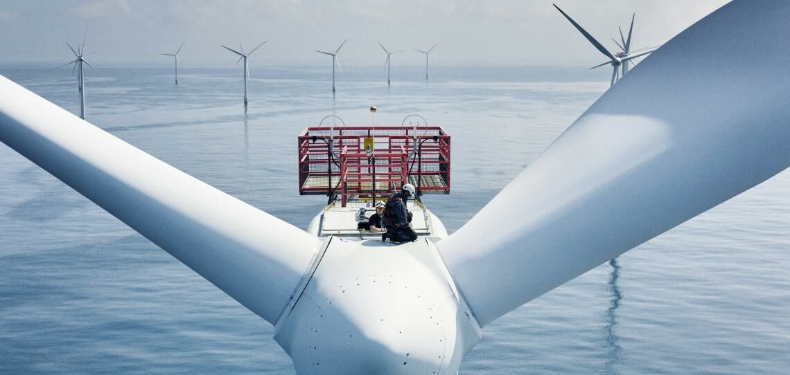 Offshore-Windpark Horns Rev in Dänemark: Seit 2002 drehen sich vor der Westküste von Dänemark Windräder.
