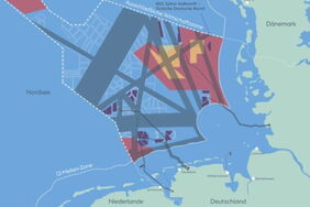 Karte der Nutzung der Deutschen Bucht: Diese Gebiete sind für Schifffahrt, Offshore-Wind-Naturschutz, Sand- und Kiesabbau usw. reserviert.