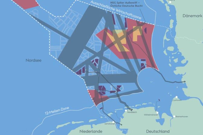 Die interaktive Karte der Nordsee zeigt, wo Offshore-Windparks, Naturschutzgebiete, Zonen für den Rohstoff und Schifffahrtsstraßen liegen.