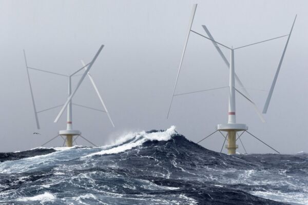 SeaTwirl: Visualisierung eines Offshore-Windparks aus vertikal laufenden Windrädern.