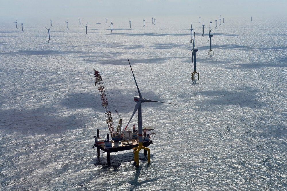 Offshore-Windpark Bard Offshore 1:  Der Windpark steht weit draußen in der Nordsee.