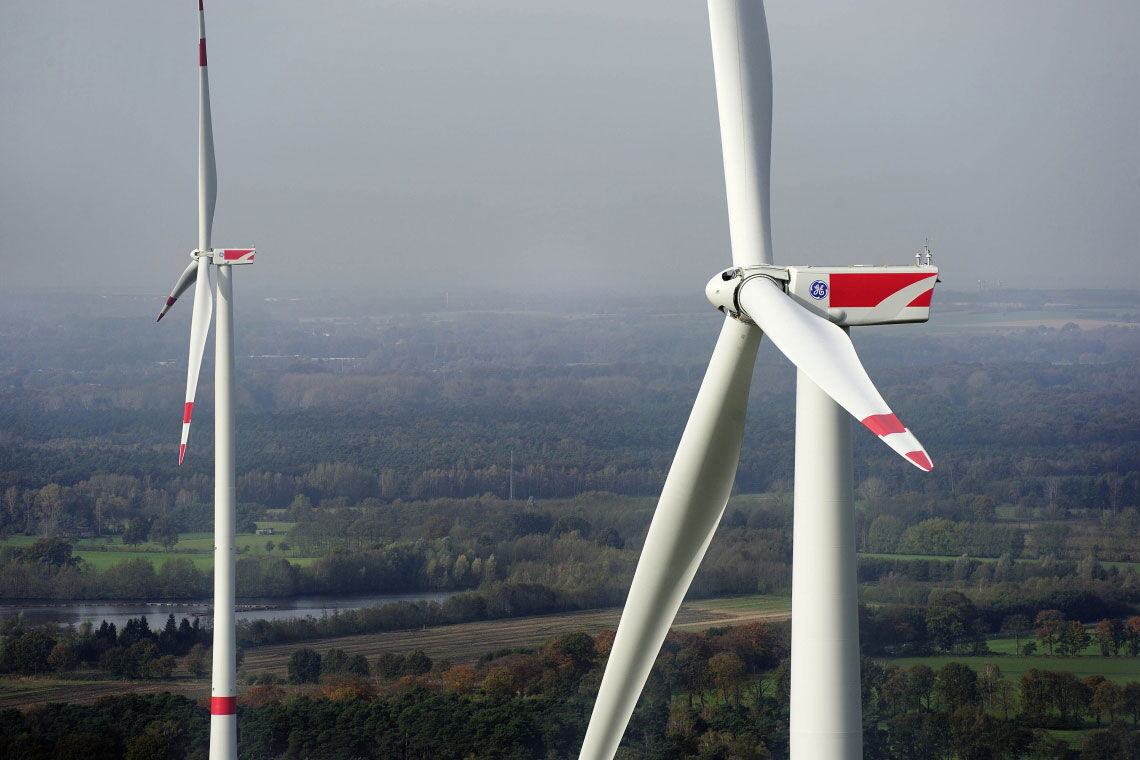 Windenergieanlagen von GE: Der US-Konzern hat seine Deutschlandzentrale im niedersächsischen Salzbergen.