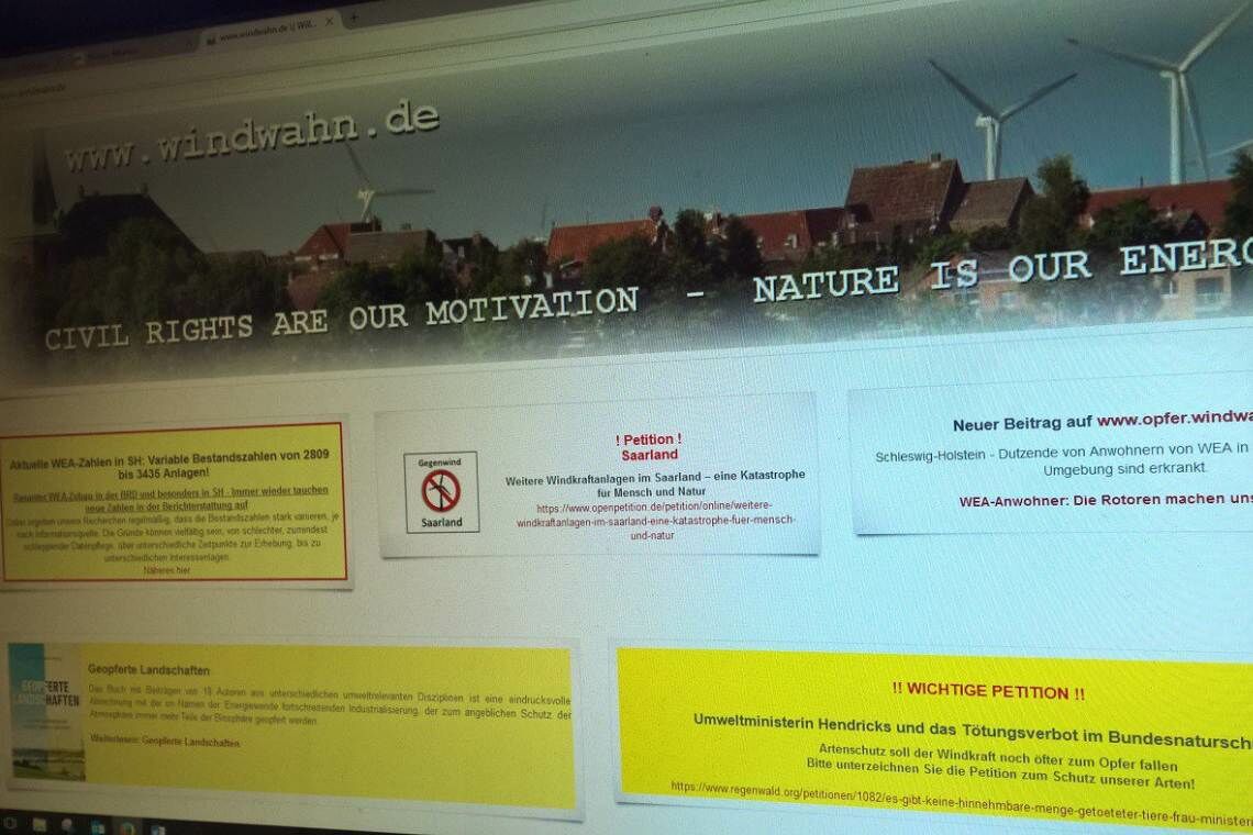 Windwahn: Website der Anti-Windkraft-Aktivisten