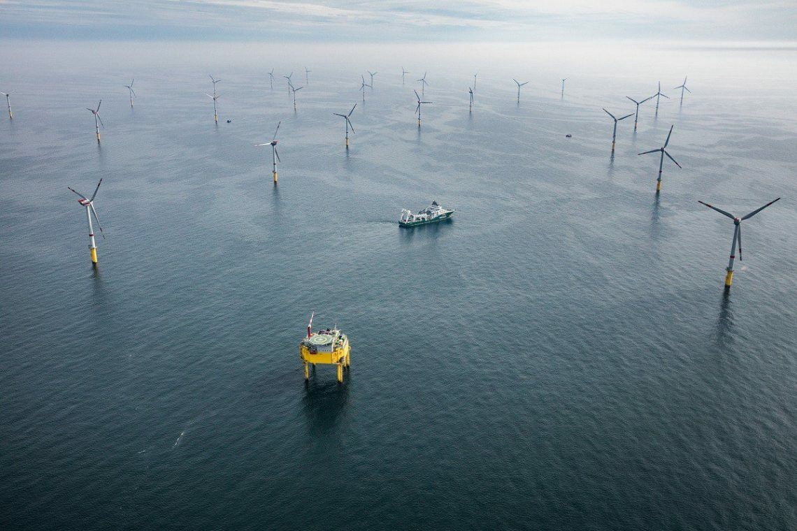 Offshore-Windpark Global Tech 1: Der Windpark mit 80 Fünf-Megawatt-Turbinen ging 2015 in Betrieb.