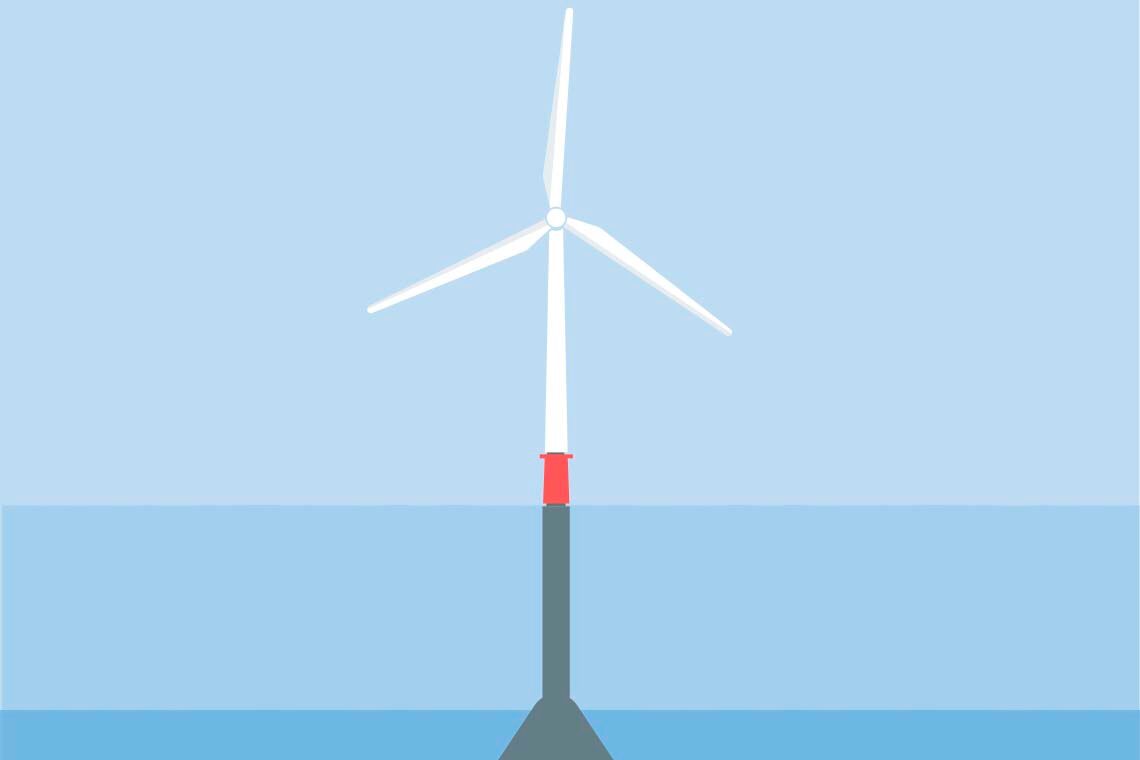 Windkraftanlagen mit Schwerkraftgründungen werden durch das bloße Gewicht des Fundamentes am Meeresboden fixiert.