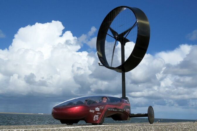 Aeolus Rache: Das kanadische Team Chinook hält mit seinem Windkraftauto einen Rekord: Es fährt schneller, als der Wind bläst.