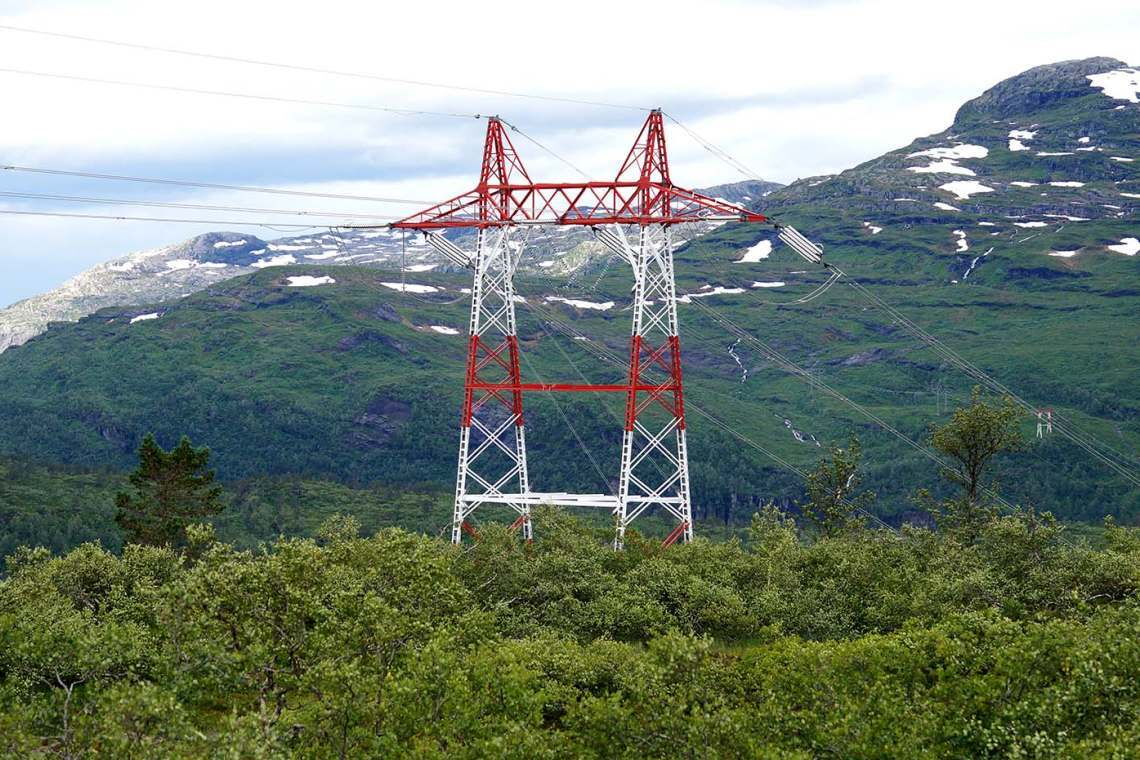 Strommast am Hardangerfjord: Umweltschützer protestieren gegen den Ausbau des Stromnetzs in der Region.