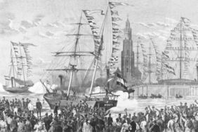 August Petermanns Polarexpedition: Unter dem Jubel der Bevölkerung legen die Expeditionsschiffe „Germania“ und „Hansa“ 1869 in Bremerhaven ab. Ihr Ziel: das Polarmeer.