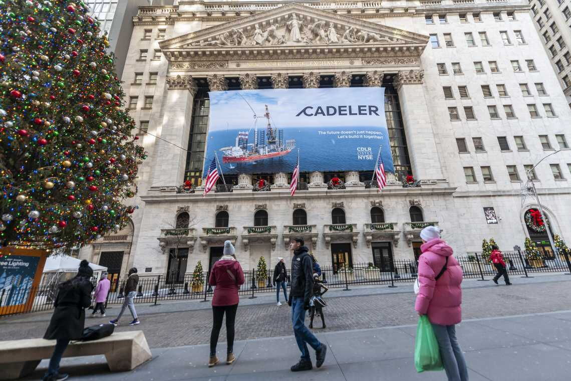 Börsengang des Offshore-Wind-Spezialisten Cadeler 2023 in New York: Der Industrie stehen in den USA harte Zeiten bevor.