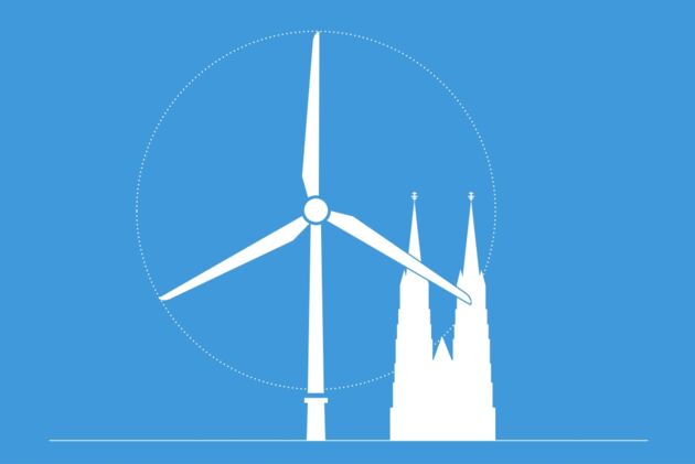 Im Vergleich zu einem Offshore-Windrad modernster Bauart wirkt selbst der Kölner Dom klein. Ein Dutzend solcher Turbinen erzeugt so viel Strom, wie eine Großstadt verbraucht