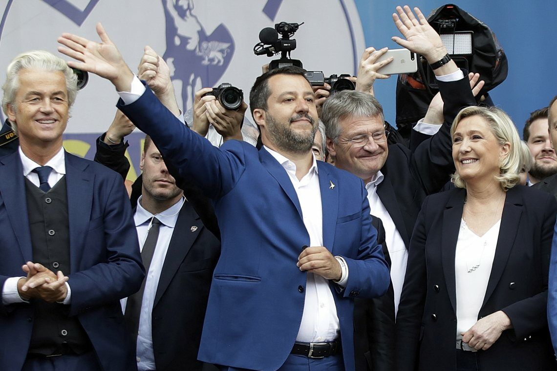Treffen von Europas Rechtspopulisten in Mailand:  Geert Wilders, Matteo Salvini, Jorg Meuthen und Marine Le Pen.