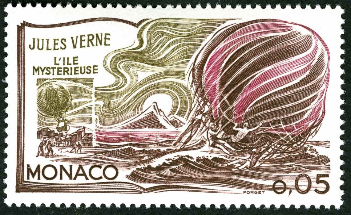 100 Jahre nach dem Erscheinen von Jules Vernes „Die geheimnisvolle Insel“ widmet die Post von Monaco dem visionären Buch eine Briefmarke.