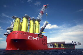 Die „Alfa Lift“ wurde eigens für den Transport und die Installation der Fundamente von Offshore-Windrädern gebaut.