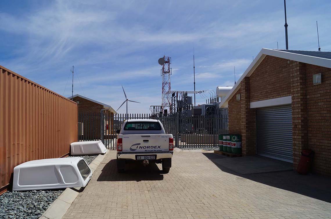 Windenergie in Südafrika: Das Umspannwerk der Dorper Wind Farm.