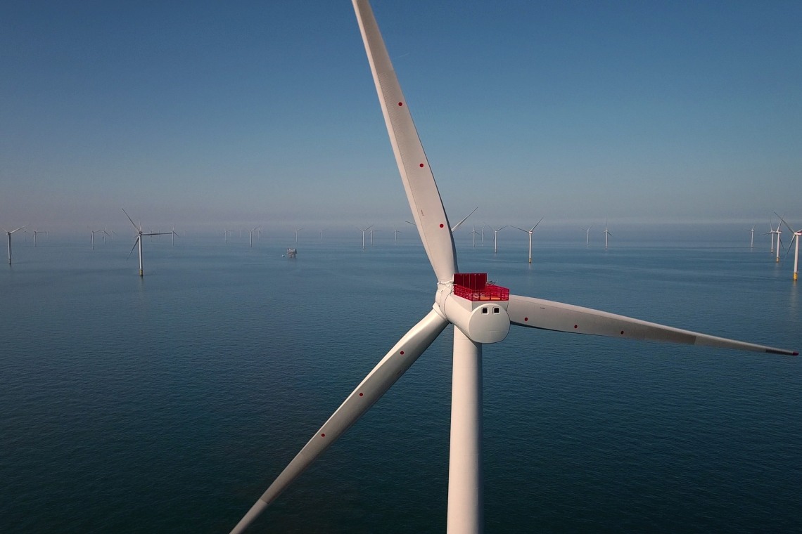 Der Offshore-Windpark Race Bank in Großbritannien kommt auf eine Leistung von 573 Megawatt.