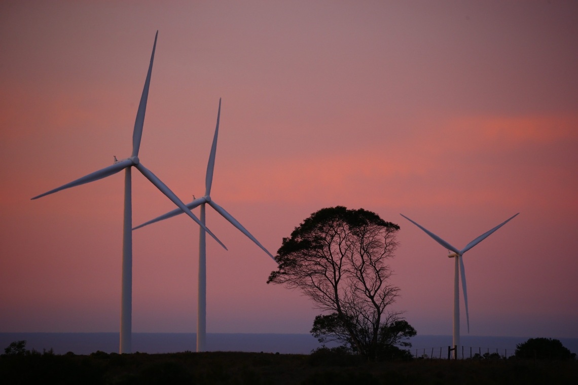 Windräder im südafrikanischen Jeffreys Bay: Im südlichen Afrika spielen erneuerbare Energien eine wachsende Rolle für die Stromversorgung.