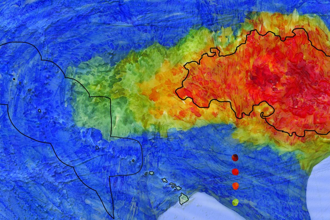 Karte aus dem „Atlas of Disappearing Places“: Was bedeutet die Erwärmung der Ozeane und der Anstieg des Meeresspiegels für das Kure-Atoll auf Hawaii?